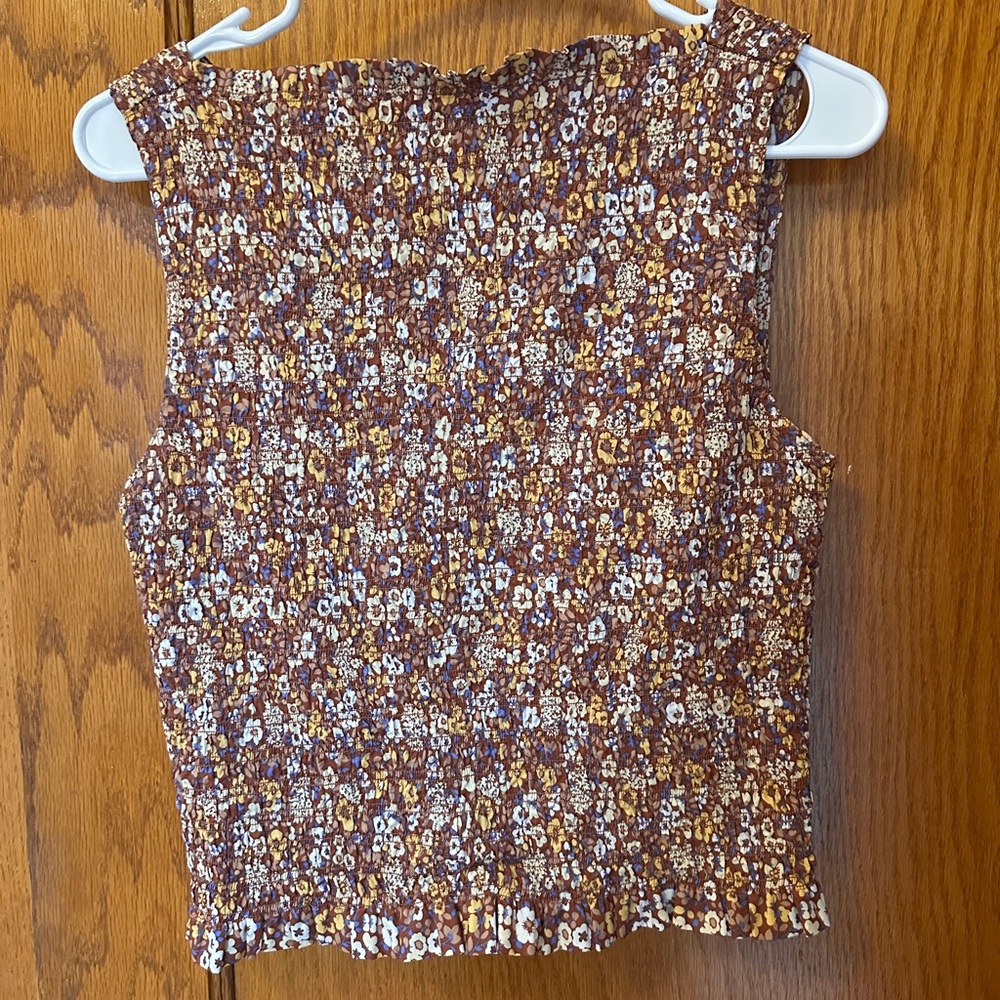 Everlane Brown Smocked Tank Top